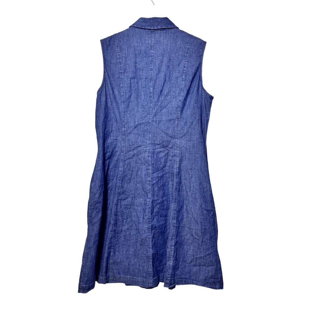Anne Klein Blue Denim Sleeveless Button Front Shirt Dress Pockets Size 14 - Picture 2 of 9
